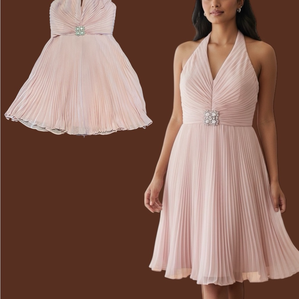 Elegant Pink Halter Dress